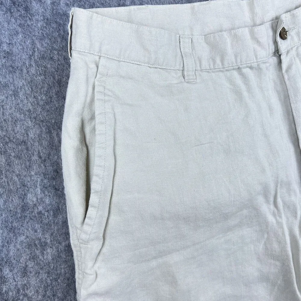 Jos A Bank Men's Travelers Pants 100% Linen Straight Leg Tan Khaki Size 38x30